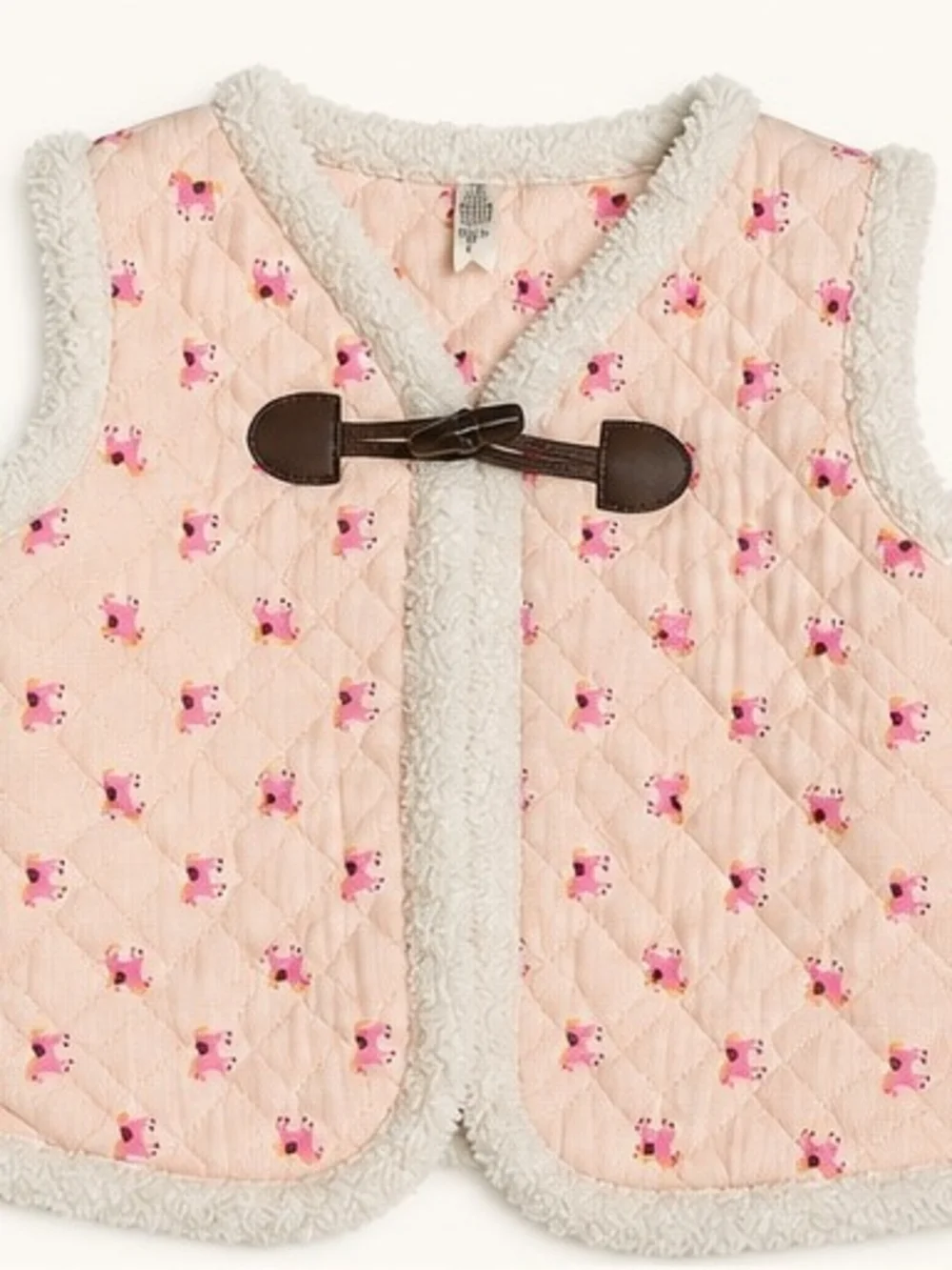 Matilda Jane Pink Quilted Vest with Cream Sherpa Trim